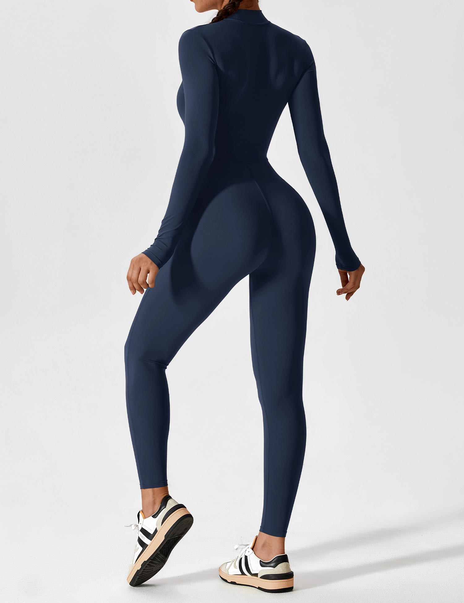 Long Sleeve Zip Jumpsuit – Stretch One-Piece Activewear with Sculpting Fit