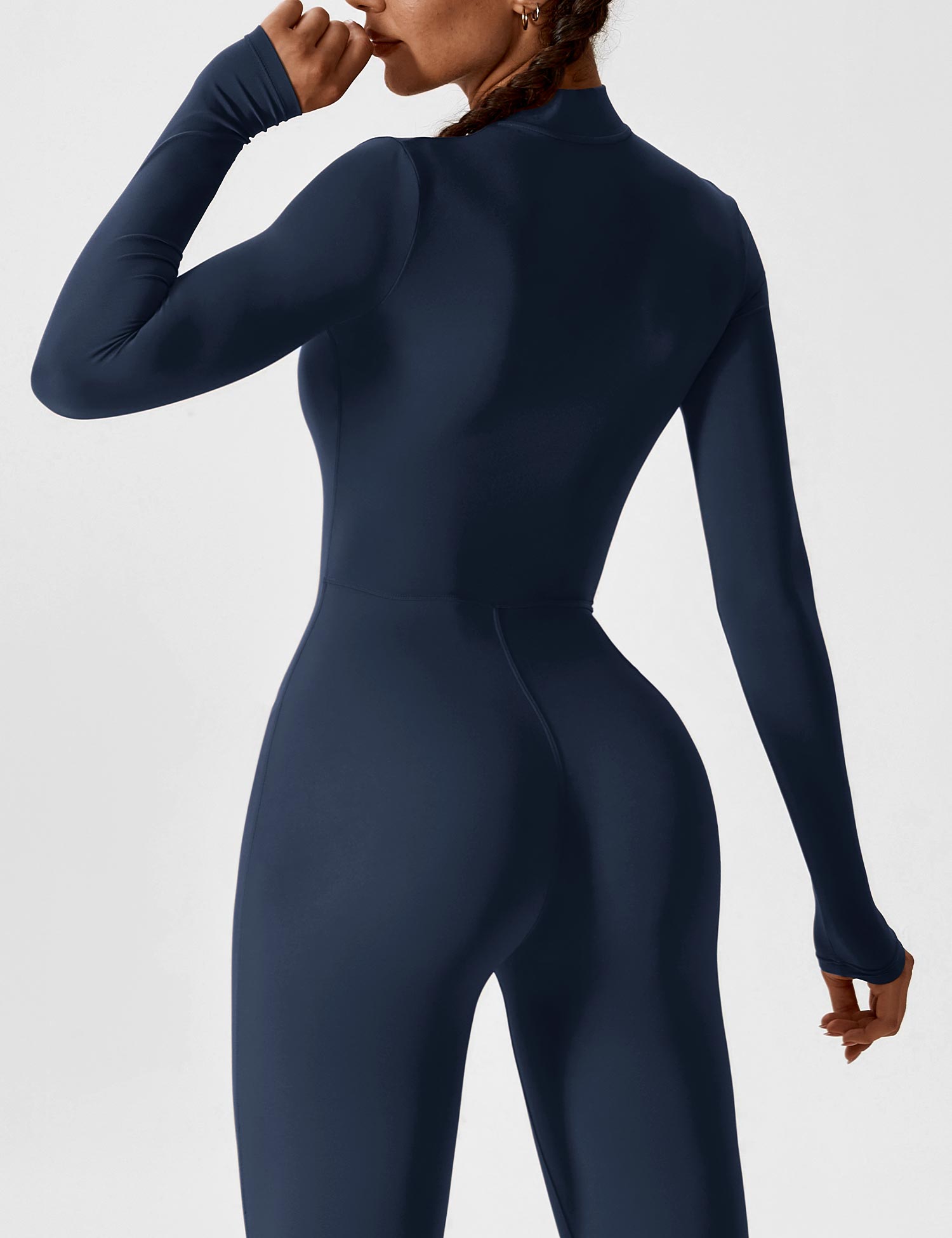 Long Sleeve Zip Jumpsuit – Stretch One-Piece Activewear with Sculpting Fit