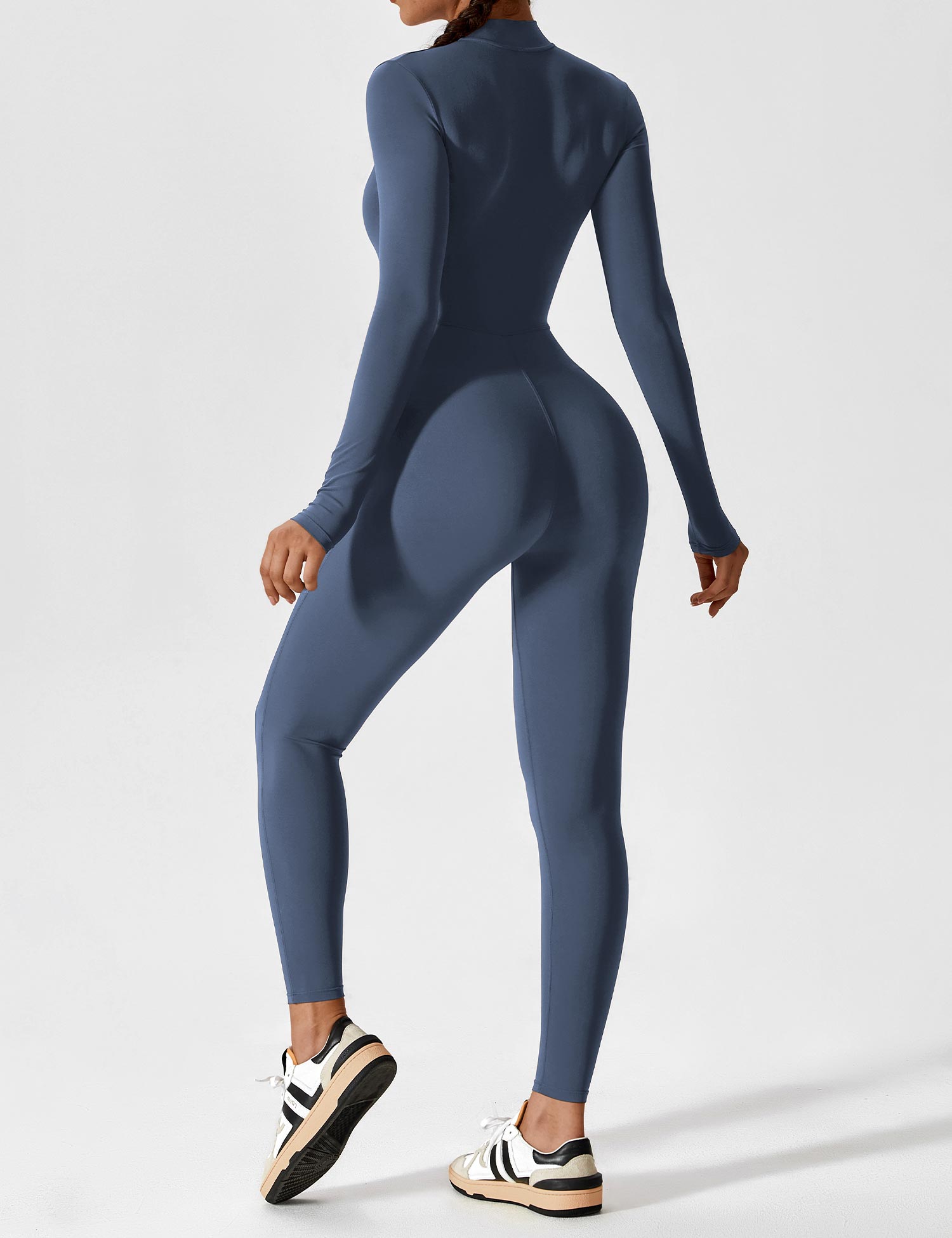 Long Sleeve Zip Jumpsuit – Stretch One-Piece Activewear with Sculpting Fit
