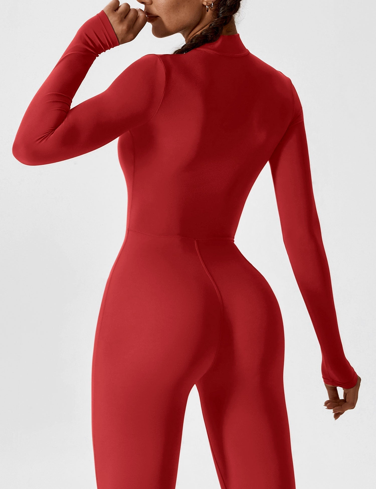 Long Sleeve Zip Jumpsuit – Stretch One-Piece Activewear with Sculpting Fit