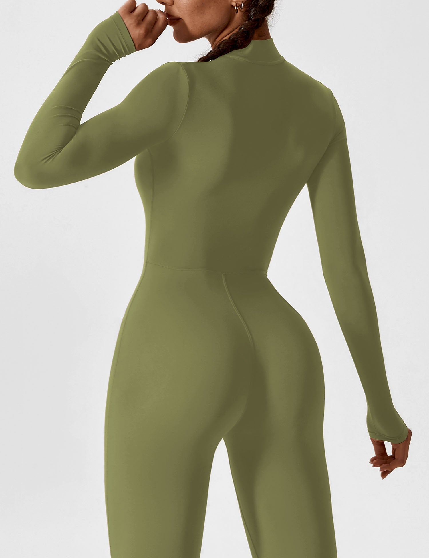 Long Sleeve Zip Jumpsuit – Stretch One-Piece Activewear with Sculpting Fit