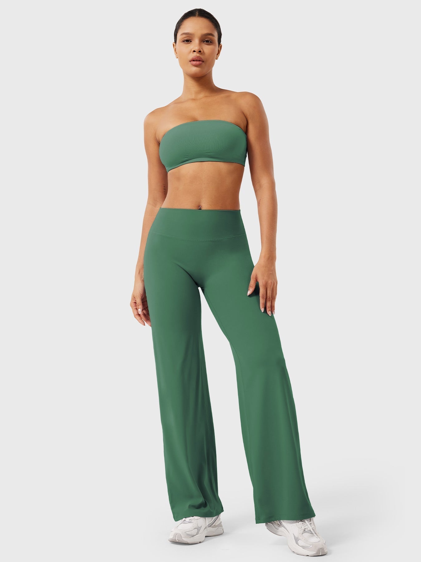 High-Waist Flared Pants – Stretch Straight-Leg with Hip-Contouring Fit