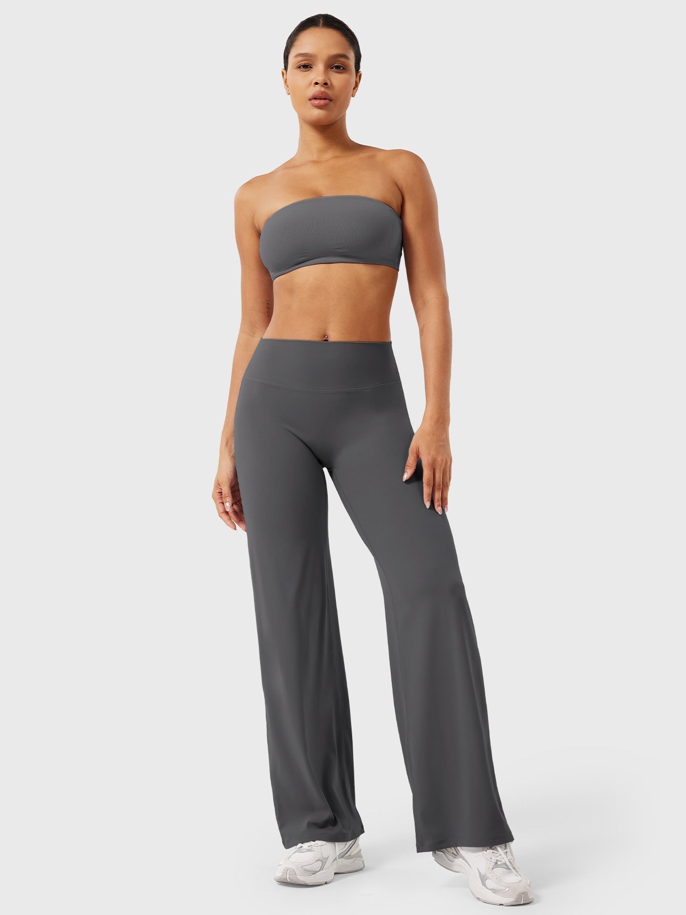 High-Waist Flared Pants – Stretch Straight-Leg with Hip-Contouring Fit