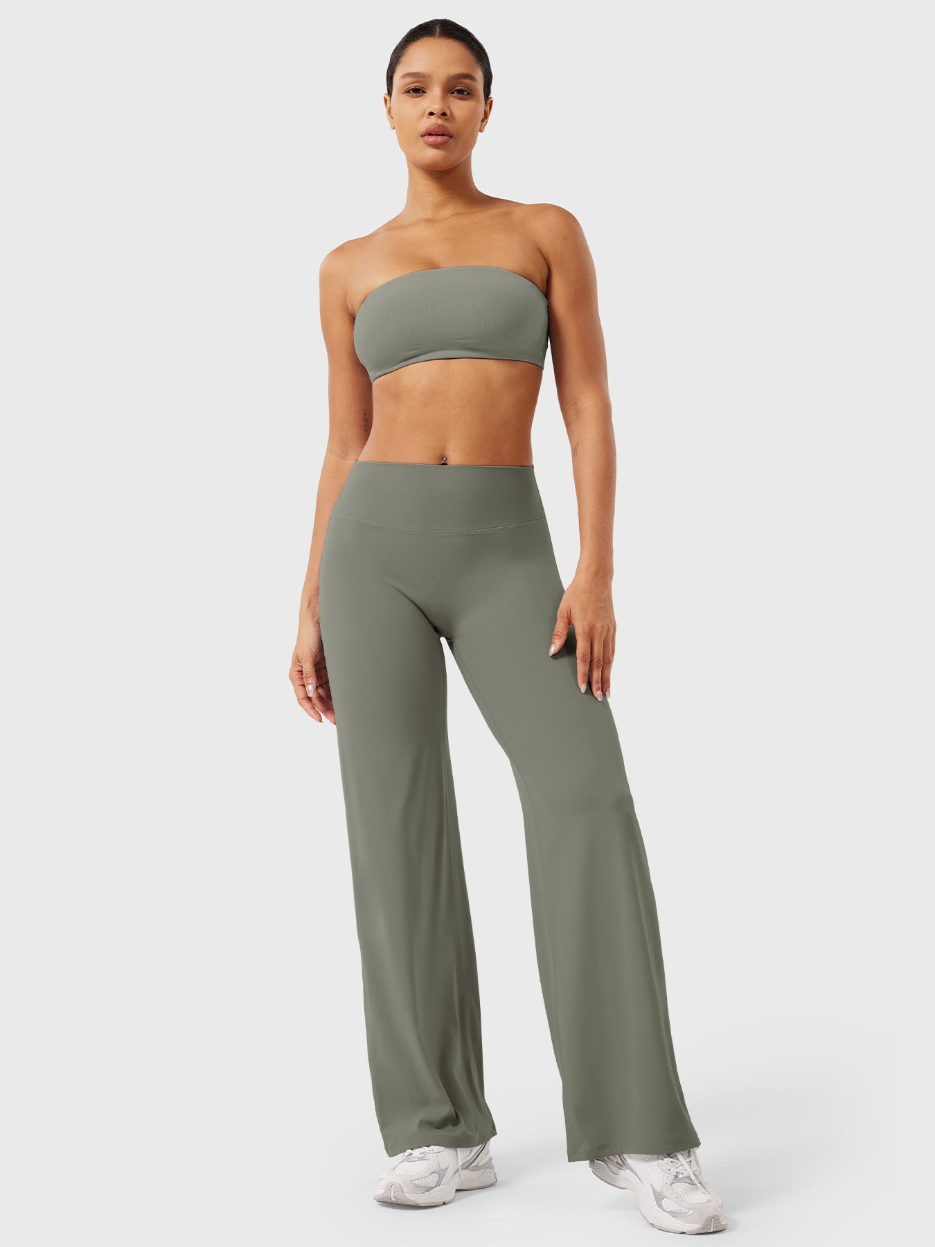High-Waist Flared Pants – Stretch Straight-Leg with Hip-Contouring Fit