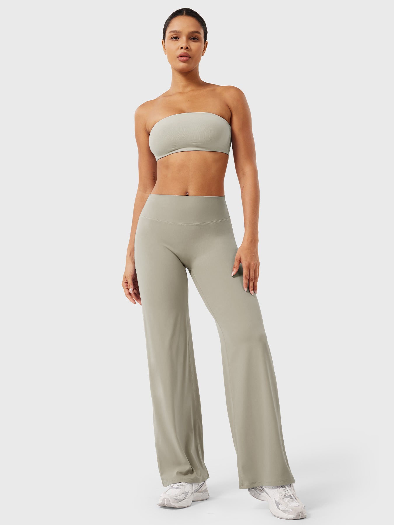 High-Waist Flared Pants – Stretch Straight-Leg with Hip-Contouring Fit