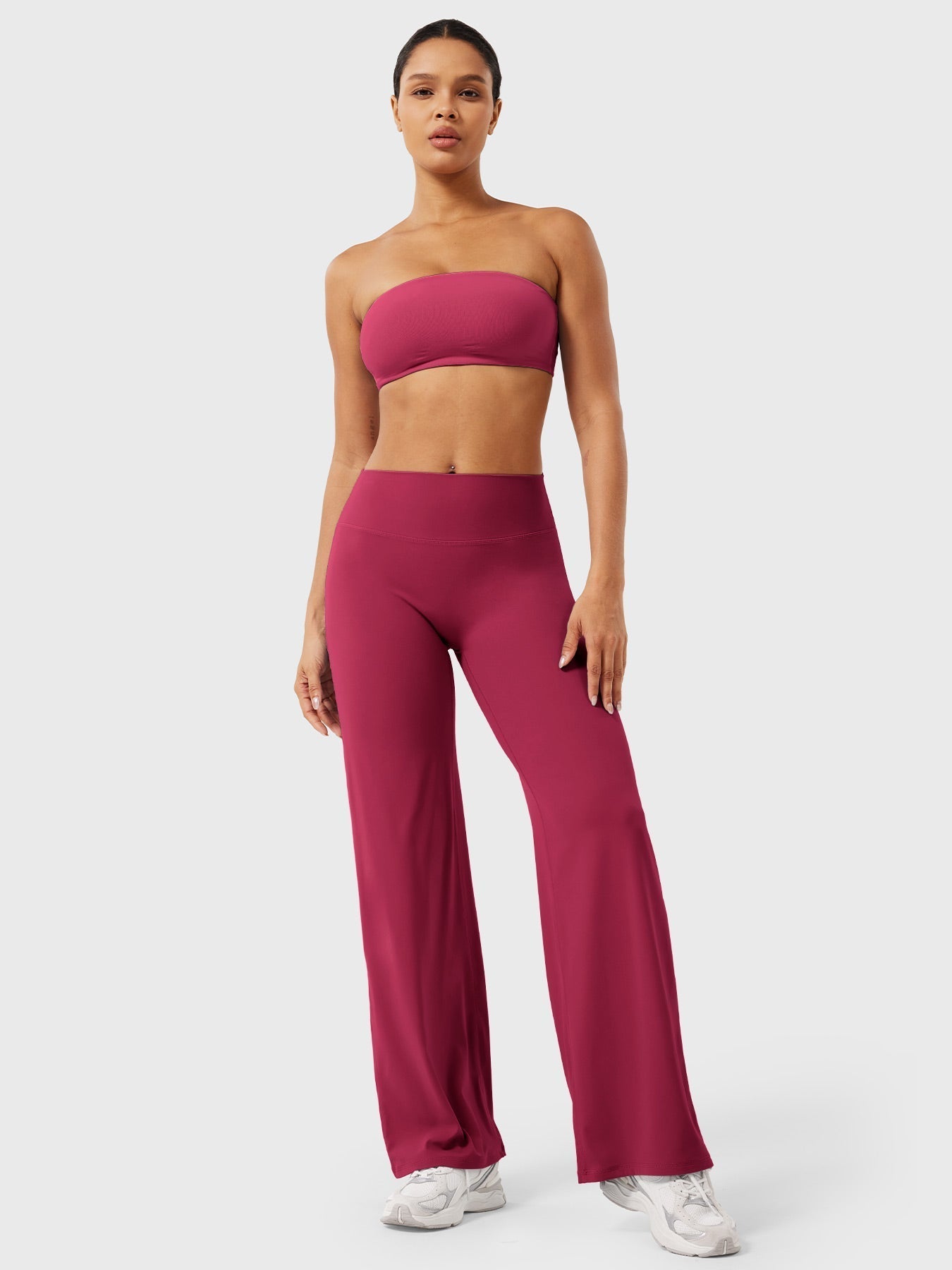 High-Waist Flared Pants – Stretch Straight-Leg with Hip-Contouring Fit