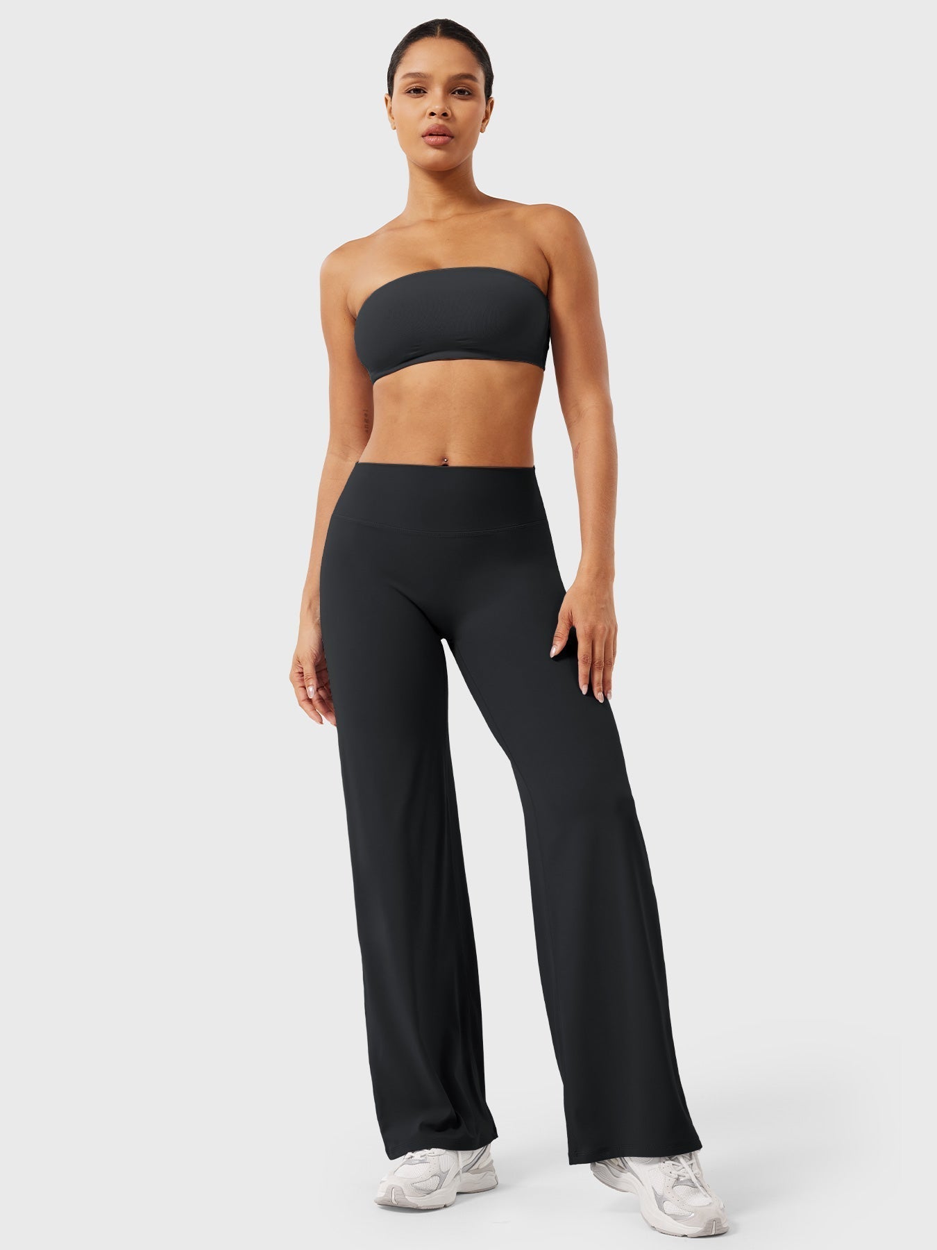 High-Waist Flared Pants – Stretch Straight-Leg with Hip-Contouring Fit